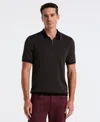 Perry Ellis Men's Bi-color Stitch Zip Polo Sweater In Black