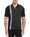 PERRY ELLIS MEN'S BIG AND TALL TECH KNIT COLOR BLOCK ZIP POLO BLACK, SIZE 2X, POLYESTER/VISCOSE, COLORBLOCK