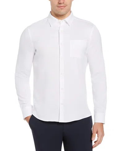 Perry Ellis Men's Big And Tall Untucked Total Stretch Solid Shirt In Bright White
