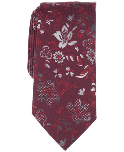 Perry Ellis Men's Brantley Floral Tie In Burgundy