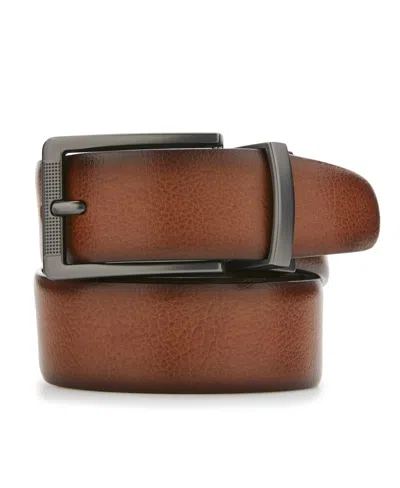 Perry Ellis Men's Burnished Brown Leather Belt, Size Medium, Regular