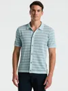 Perry Ellis Men's Button-front Striped Polo Sweater
