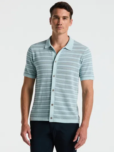 Perry Ellis Men's Button-front Striped Polo Sweater