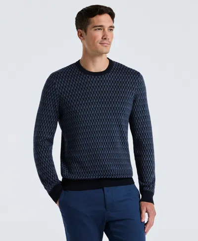Perry Ellis Men's Cotton Blend Geo Jacquard Crew Neck Sweater