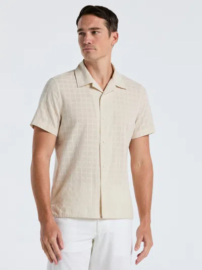 PERRY ELLIS MEN'S COTTON DOBBY PLAID SHIRT