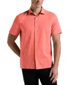 Perry Ellis Men's Cotton Dobby Short Sleeve Button-front Shirt In Red