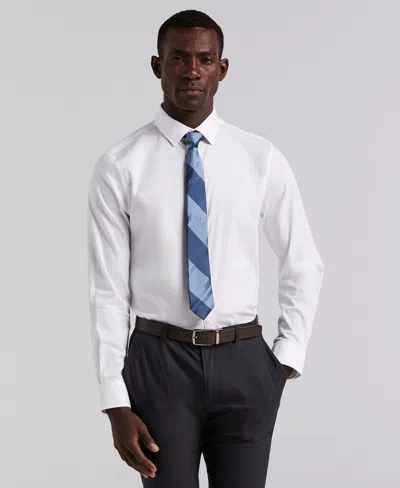 Perry Ellis Men's Cotton Dobby Slim Fit Dress Shirt In White