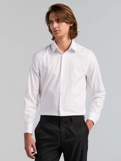Perry Ellis Men's Cotton Herringbone Slim Fit Long Sleeve Dress Shirt In Bright White