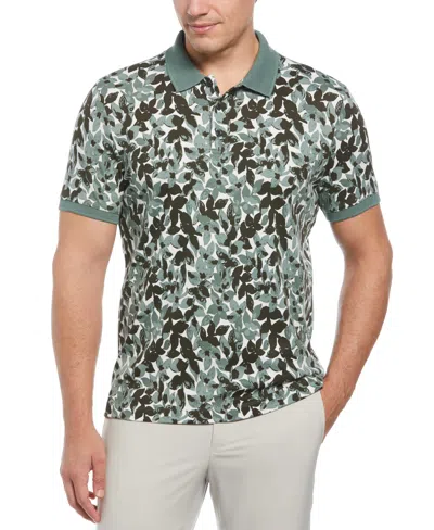 Perry Ellis Men's Cotton Leaf Print Polo In Dark Forest,green