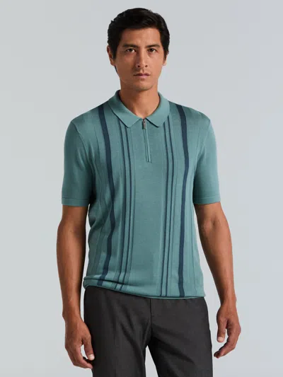 Perry Ellis Men's Cotton Modal Stripe Polo Sweater In Arctic,blue