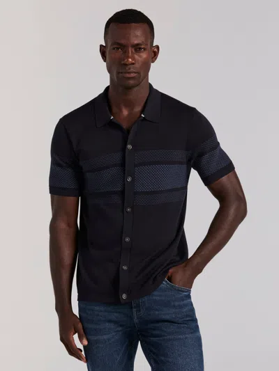 Perry Ellis Men's Cotton Modal Textured Button Front Sweater In Blue