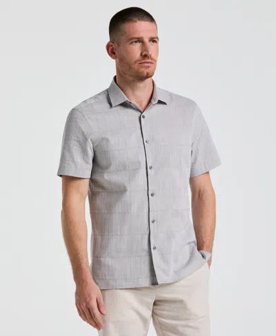 Perry Ellis Men's Cotton Slub Plaid Shirt In Chiseled Stone,gray