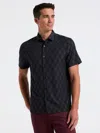 Perry Ellis Men's Cube Geo Jacquard Short Sleeve Shirt In Blue