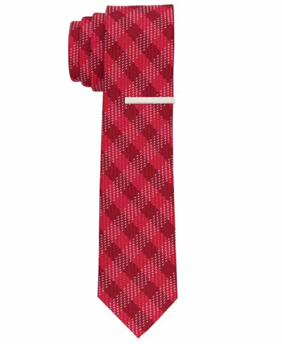 Perry Ellis Men's Denin Check Slim Tie In Red