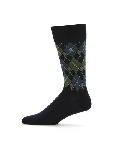 Perry Ellis Men's Diamond Print Bamboo Socks In Blue