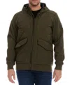 Perry Ellis Hooded Quilted Bomber Jacket In Olive