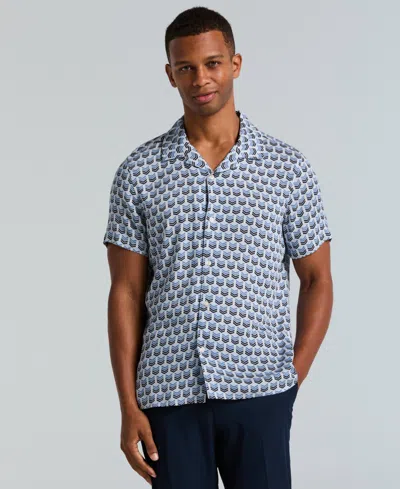 Perry Ellis Men's Dobby Short-sleeve Print Camp Collar Shirt In Multi