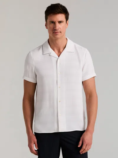 Perry Ellis Men's Dobby Stripe Camp Collar Shirt In White