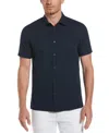 Perry Ellis Men's Dobby-weave Shirt In Dark Sapphire