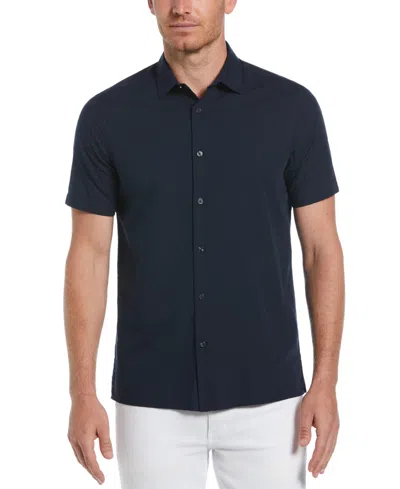Perry Ellis Men's Dobby-weave Shirt In Dark Sapphire