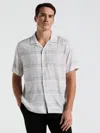 Perry Ellis Men's Ecovero™ Camp Collar Textured Print Shirt In White