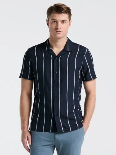 Perry Ellis Men's Ecovero™ Striped Camp Collar Shirt In Blue