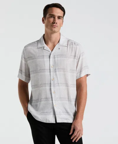 Perry Ellis Men's Ecoveroâ¢ Camp Collar Textured Print Shirt In Bright White