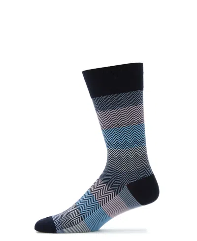Perry Ellis Men's Ed Herringbone Logo Socks In Navy,blue