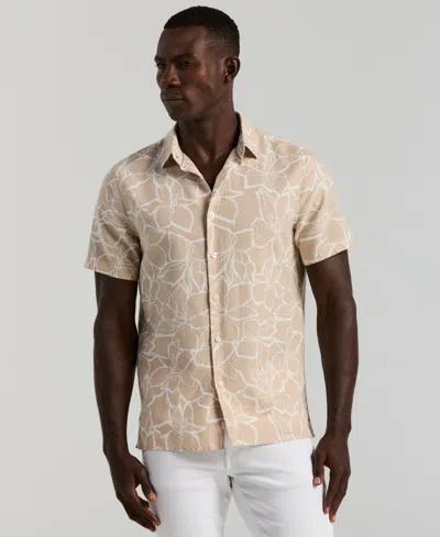 Perry Ellis Men's Floral Print Short Sleeve Linen Blend Shirt In Multi