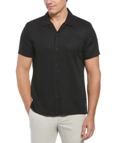 Perry Ellis Men's Geo Pattern Short Sleeve Button-front Camp Shirt In Black