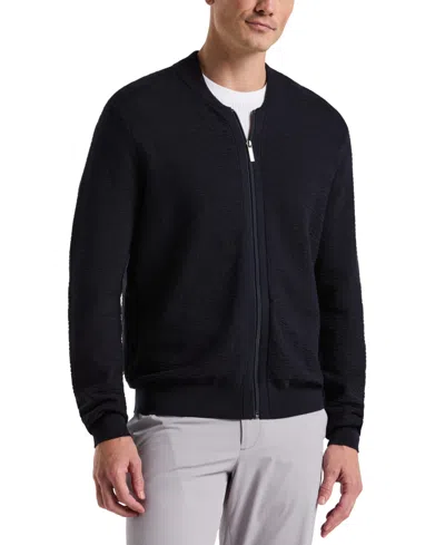 Perry Ellis Men's Geometric Jacquard Bomber Jacket In Dark Sapphire