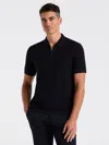 Perry Ellis Men's Geometric Pattern Zip Polo Sweater In Black