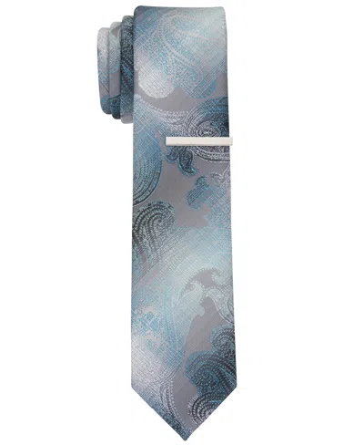 Perry Ellis Men's Gilbert Paisley Slim Tie In Aqua,blue