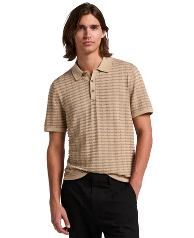 Perry Ellis Men's Grid Jacquard Polo Sweater In Brown