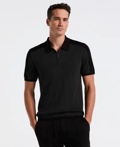 Perry Ellis Men's Heathered Zip Polo Shirt