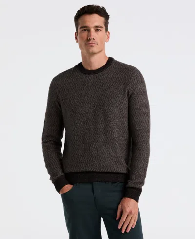 Perry Ellis Men's Herringbone Crew Neck Sweater In Black