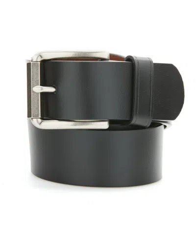 Perry Ellis Men's Hex Roller Buckle Leather Belt In Black