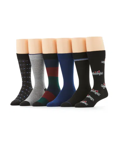 Perry Ellis Men's Holiday Convertible Mix 6-pack Socks In 6 Color Asst,multicolor