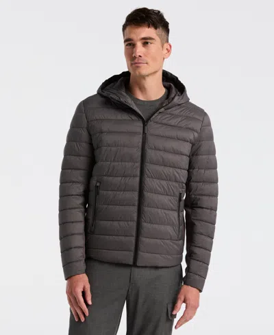 Perry Ellis Men's Hybrid Lightweight Puffer Jacket In Gray
