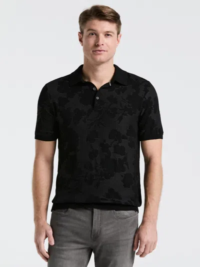 Perry Ellis Men's Jacquard Floral Polo Sweater In Black