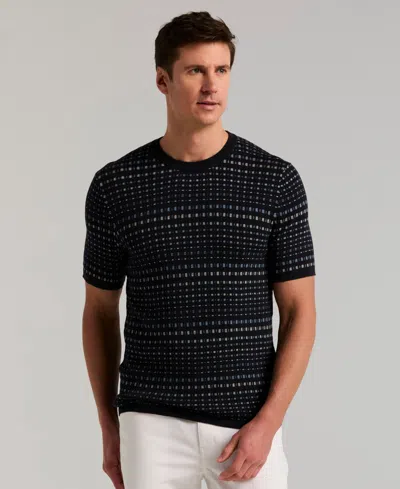Perry Ellis Men's Jacquard Multicolor Short Sleeve Geometric Print Sweater In Black