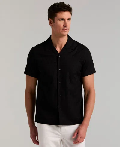 Perry Ellis Men's Jacquard Novelty Camp Shirt In Black