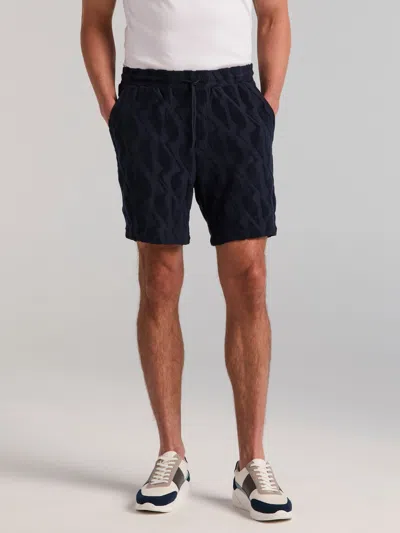 Perry Ellis Men's Jacquard Terry Cloth Drawstring Shorts In Black