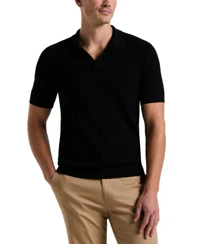 Perry Ellis Men's Johnny Collar Stripe Polo Shirt In Black