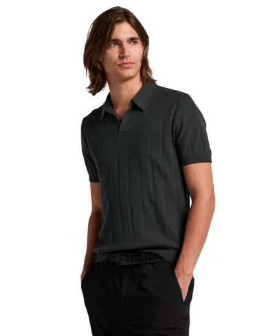 Perry Ellis Men's Johnny Collar Stripe Polo Shirt In Black