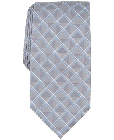 Perry Ellis Men's Karmen Grid Tie In Silver