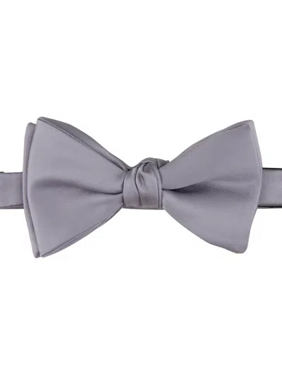 Perry Ellis Men's Large Black Pre-tied Satin Bowtie In Gray