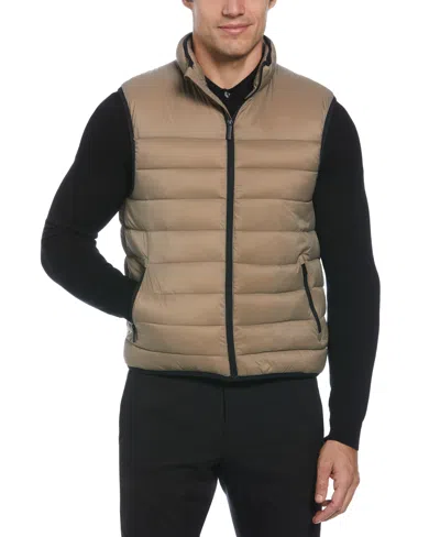 Perry Ellis Men's Lightweight Puffer Vest - Brown In Desert Taupe,brown