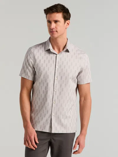 Perry Ellis Men's Linear Geo Jacquard Shirt In Chiseled Stone,gray