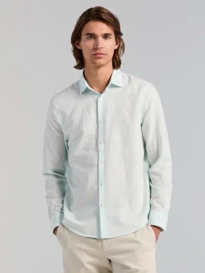 Perry Ellis Men's Linen Blend Long Sleeve Shirt In Skylight,blue